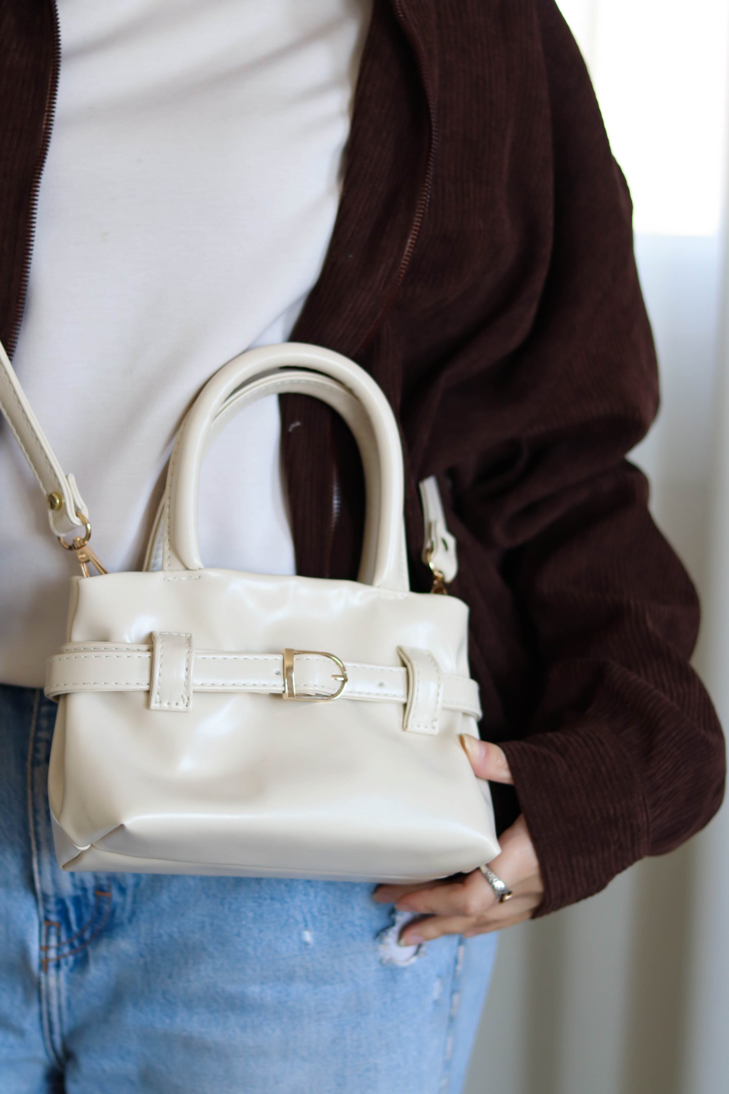 The belted mini bag - light beige